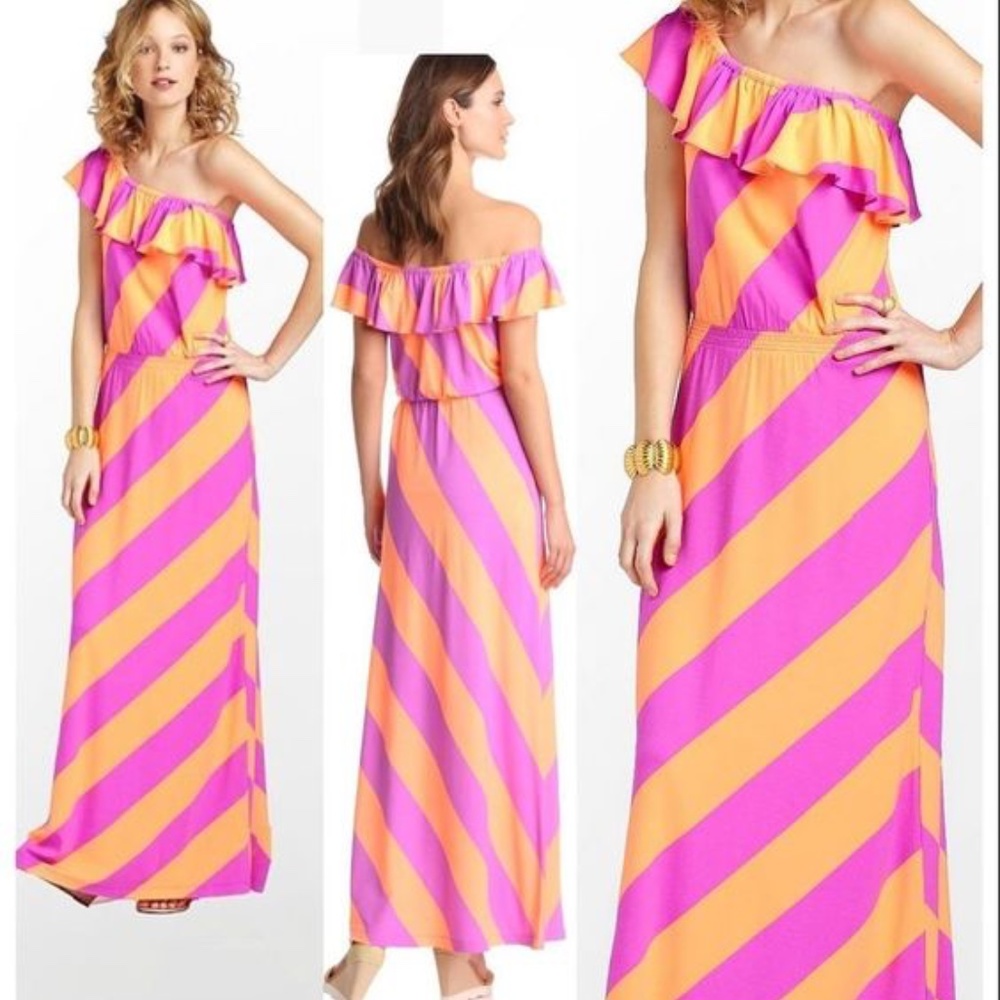 Lilly Pulitzer Always a Party Stripe Maxi Dress - Sunrise Orange